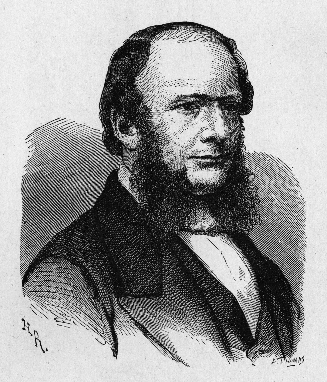 Porträtt av Ernest Werner von Siemens (1816 - 1892), tysk ingenjör och industriman, grundare av företaget som skapade den första stora europeiska telegraflinjen... - i "" Album of Science; berömda vetenskapsmän; Stora upptäckter””” 1896. av French School