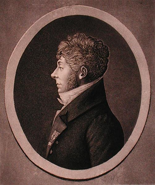 Porträtt av Etienne-Nicolas Mehul (1763-1817) graverad av Edme Quenedey (1756-1830) (gravyr) av French School