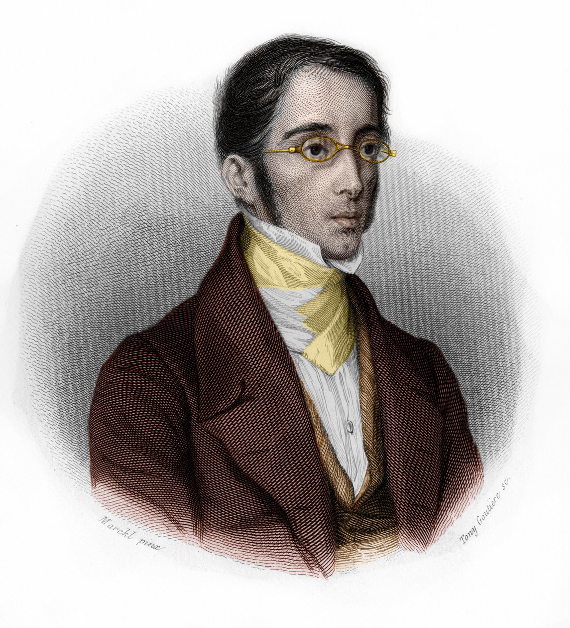 Porträtt av Etienne Joseph Louis Garnier-Pages (Garnier Pages) (1801-1841), fransk politiker. i "" LIBRE DES SPEAKERS"" av Louis de Cormenin Timon. 1842. Privat samling. av French School