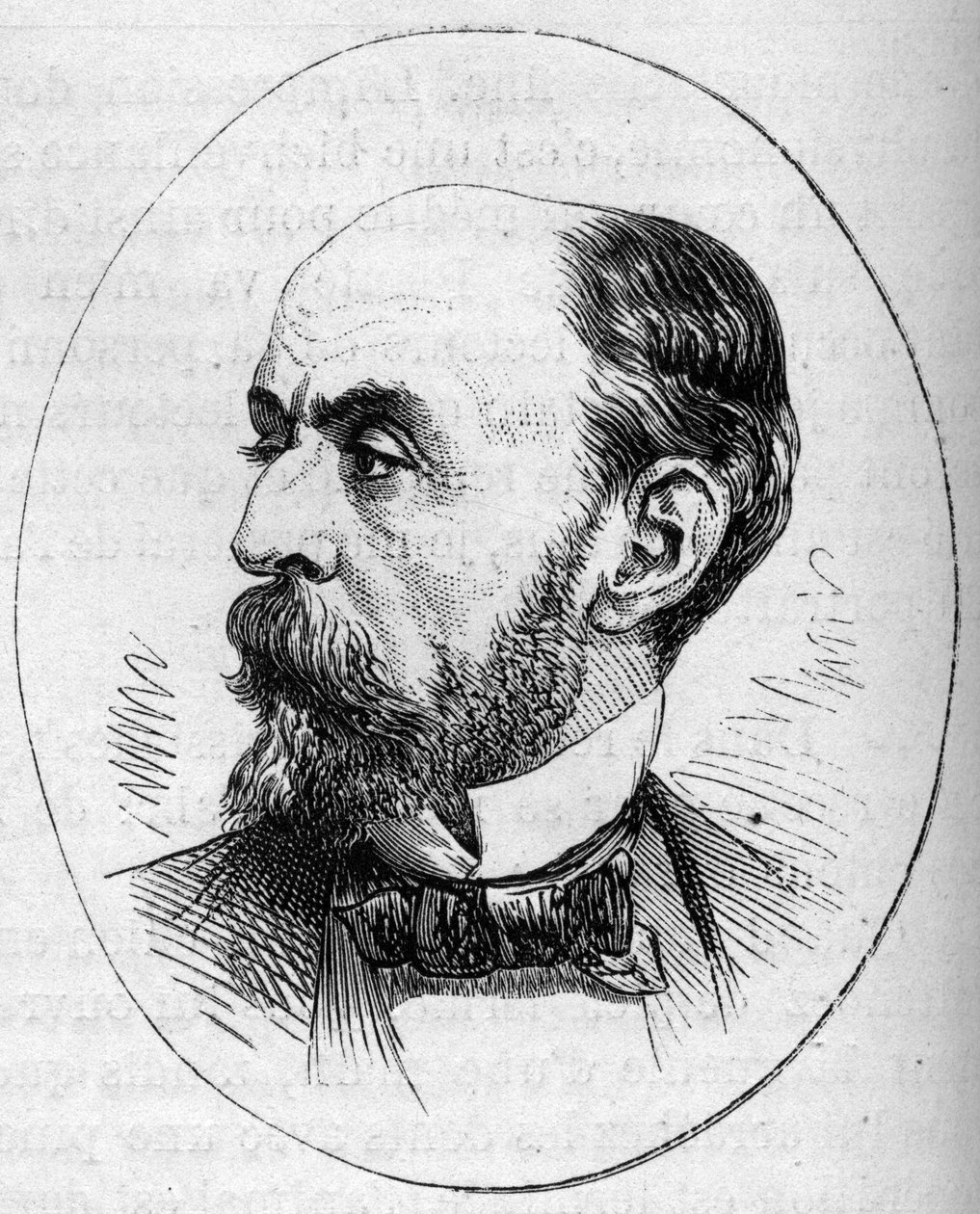 Porträtt av Eugene Fromentin (1820-1876), fransk målare. Gravyr i "" Le Monde Illustré"" nr 890 av 2 maj 1874. av French School
