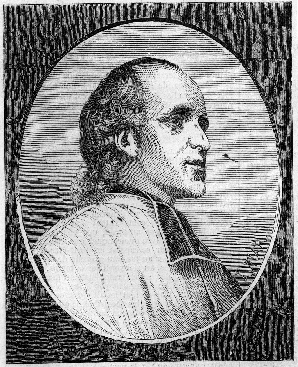 Porträtt av fader Delacroix de Ravignan (1795-1858), fransk jesvit. Gravyr i "Le Monde Illustré" "n ° 47 av 6 mars 1858. av French School