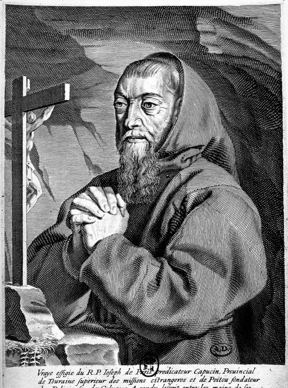 Porträtt av fader Joseph (1577-1638), predikant hos kapucinerna. av French School
