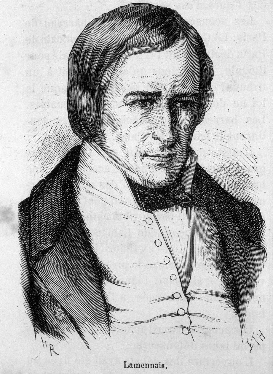Porträtt av Félicité Robert de La Mennais eller Lamennais. Fransk präst och författare (i Saint-Malo av French School