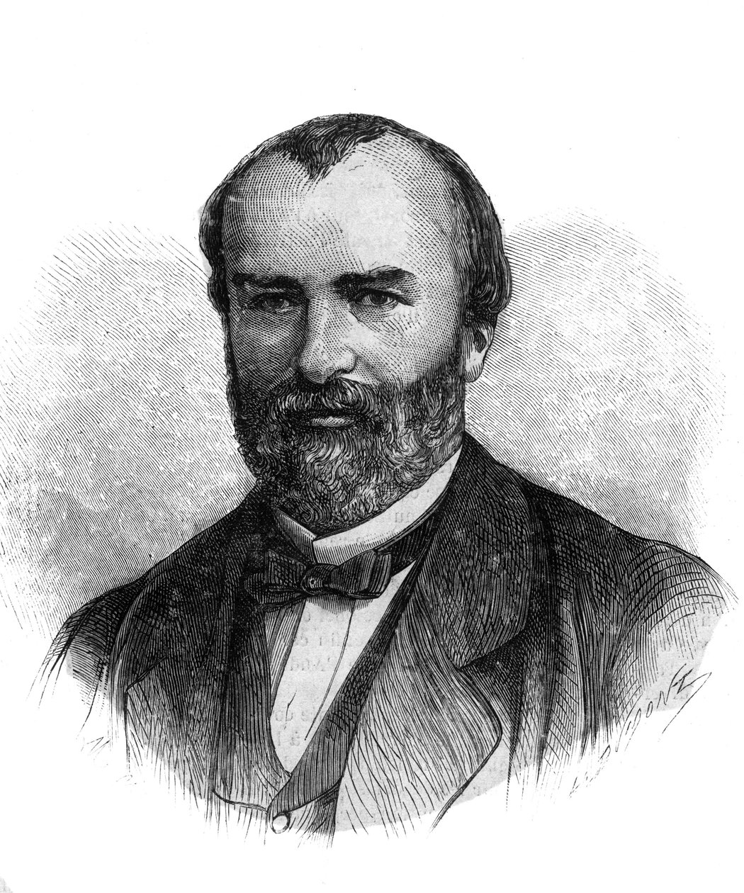 Porträtt av Francois-Saturnin-Leonide Babaud-Laribiere (Francois Saturnin Leonide Babaud Laribiere) (1819-1873) Fransk politiker och frimakon - Gravyr från 1870 av French School