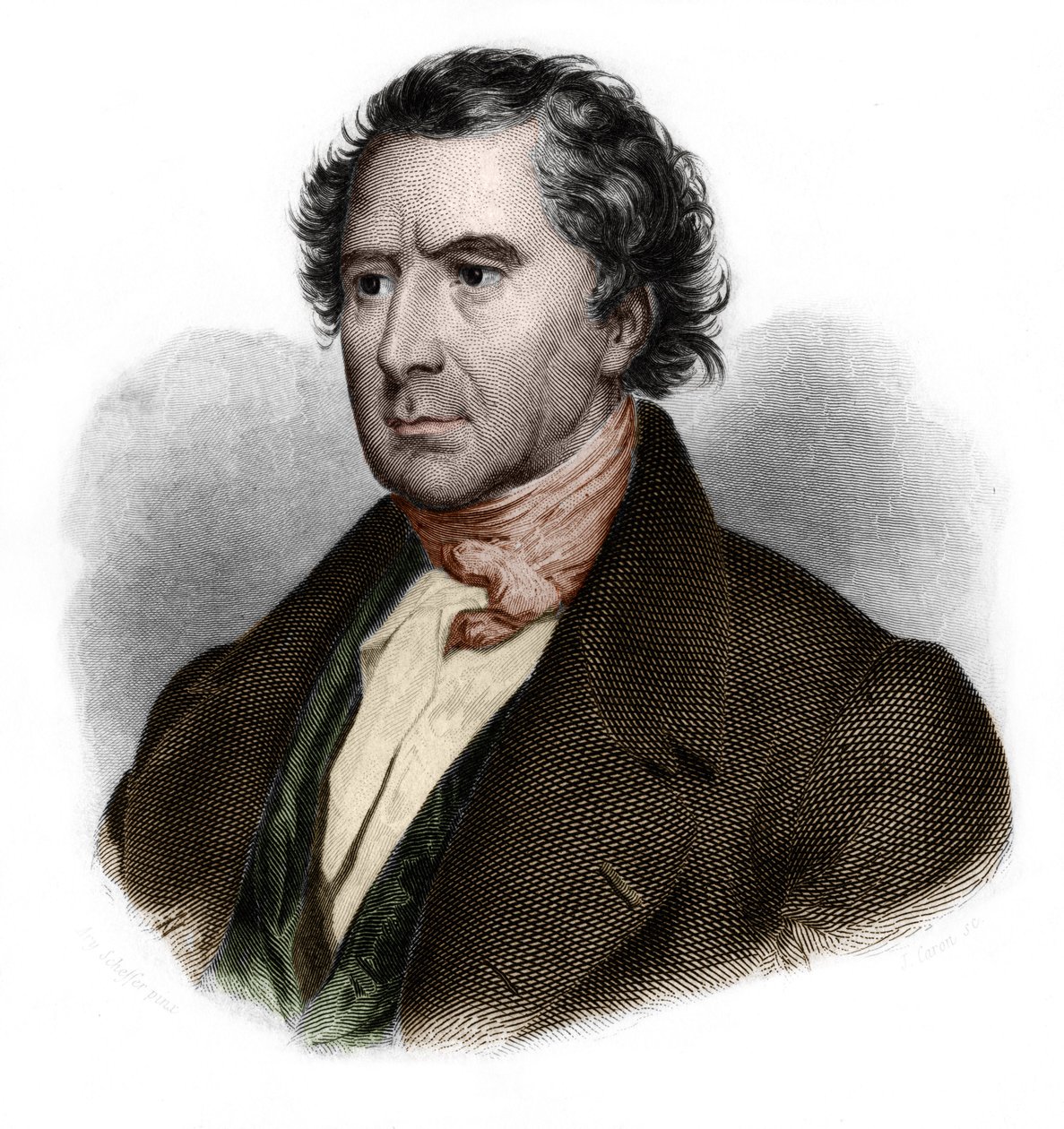 Porträtt av Francois Arago (1786-1853), fransk matematiker, fysiker, astronom och politiker. i "" LIBRE DES SPORERS"" av Louis de Cormenin Timon. 1842. Privat samling. av French School