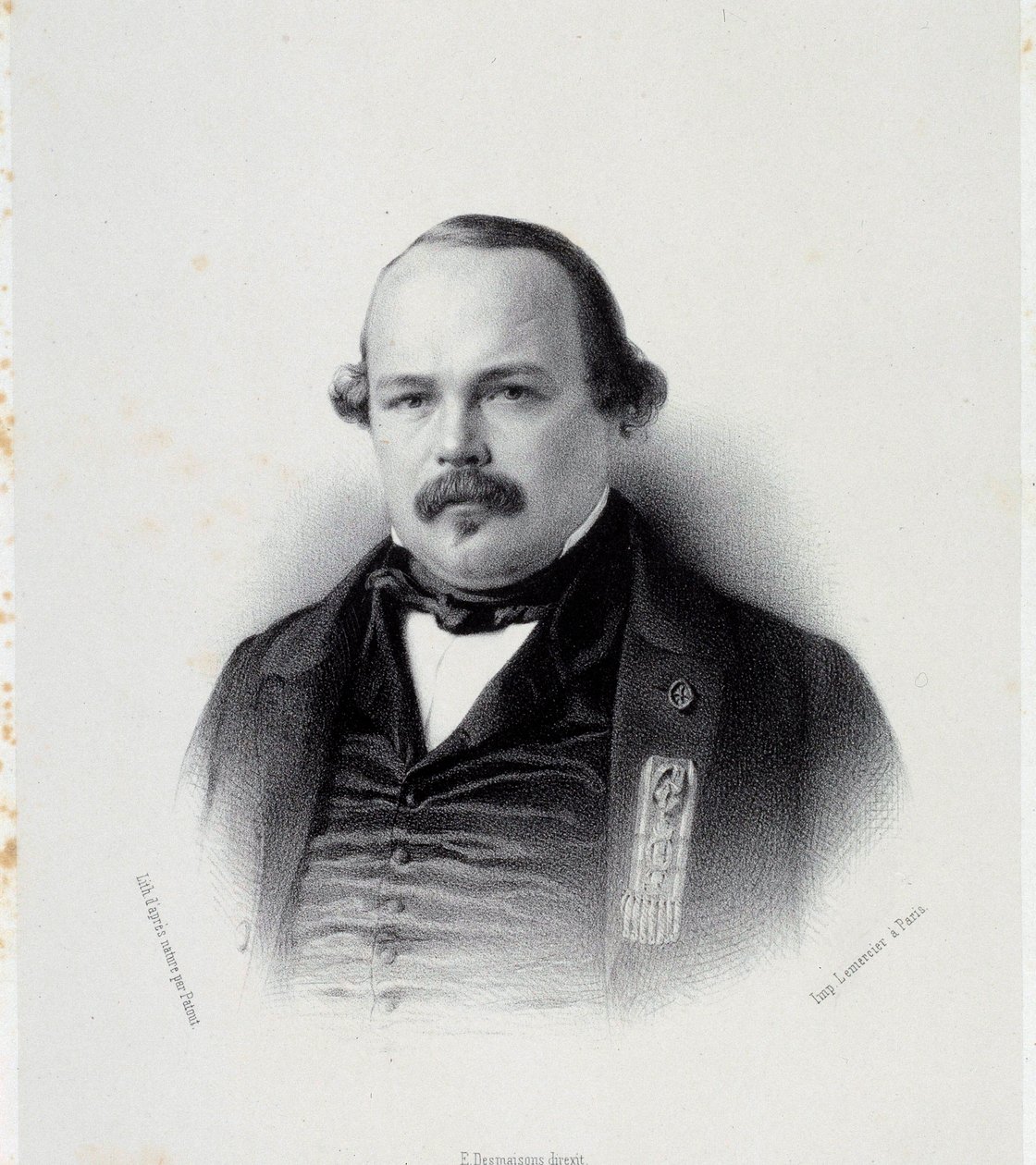 Porträtt av Francois Auguste Perrinon (1812-1861), Martinique deputerade Gravyr av 1800-talets Chartres, Musee des Beaux Arts av French School