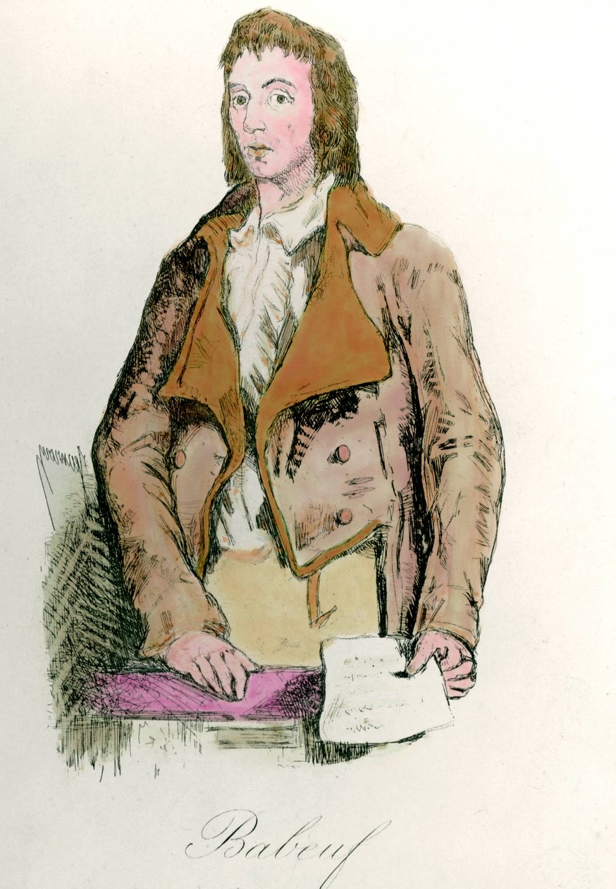 Porträtt av Francois Babeuf dit Gracchus (1760 - 1797) revolutionär. Gravyr av French School