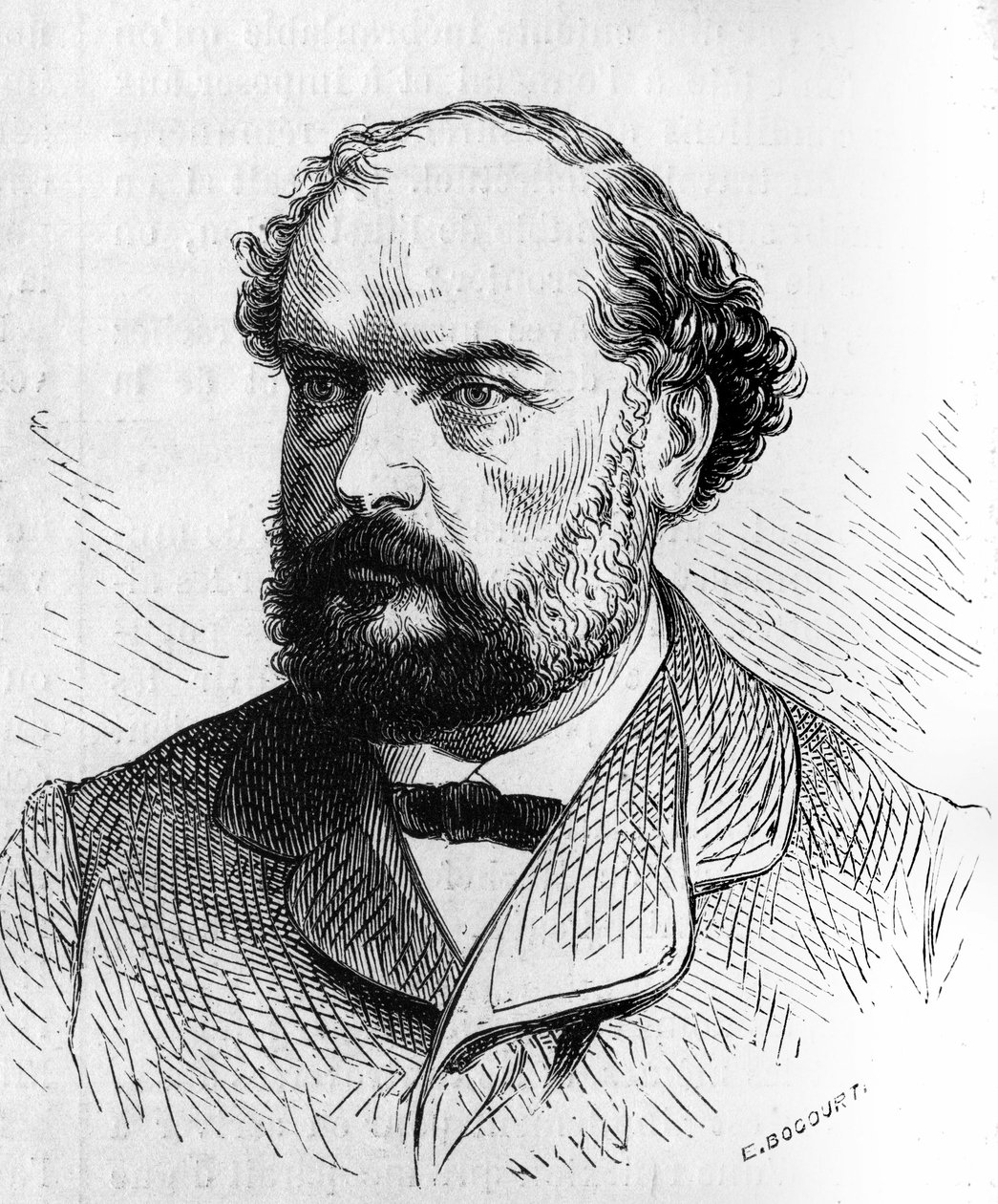 Porträtt av Francois Desire Bancel (1822-1871), fransk politiker. Gravyr i "" Den illustrerade världen"" nr 634 av 5 juni av French School