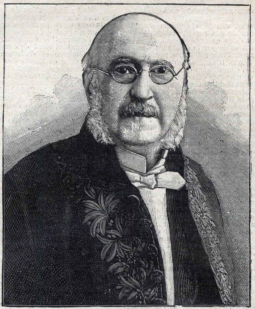 Porträtt av Francois Jules Suisse dit Jules Simon (1814-1896), fransk filosof och statsman, i "Le Petit Parisien"" av French School