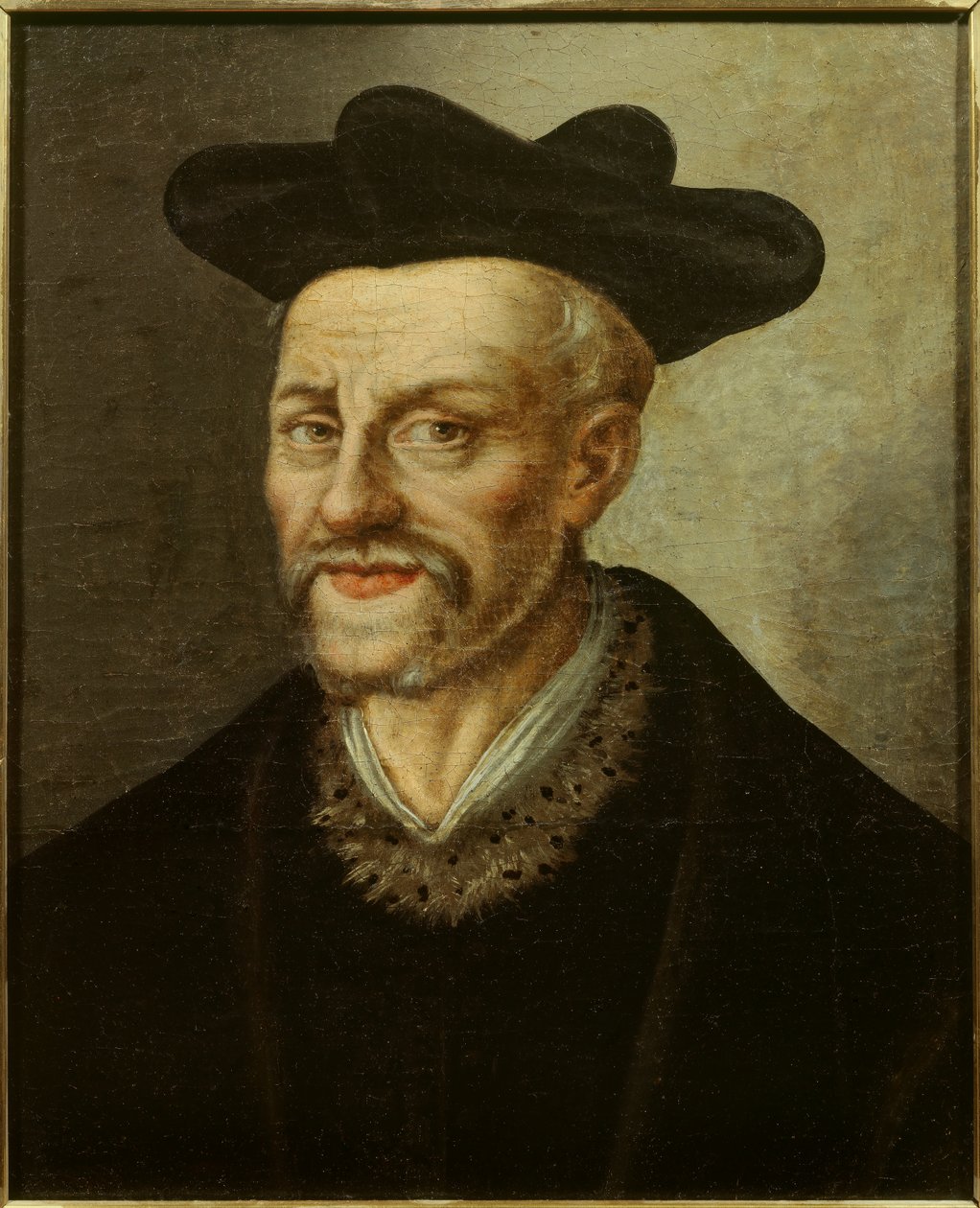 Porträtt av Francois Rabelais (1494-1553), fransk författare och läkare. Målning av Franska skolan. 1500-talet. Sön 0,49x0,40 m Musee du chateau de Versailles av French School