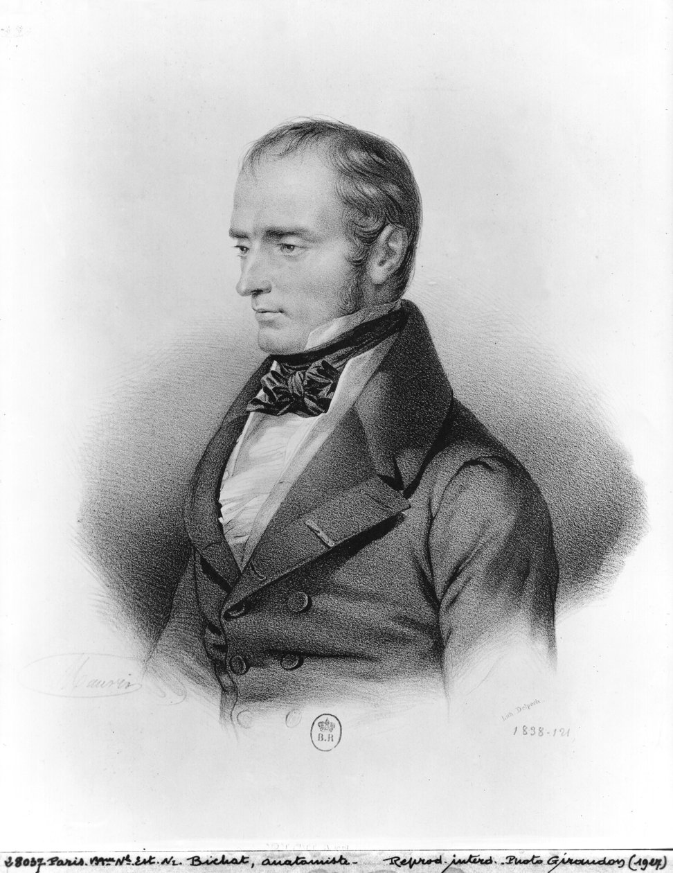 Porträtt av Francois Xavier Bichat (1771-1802) graverad av Francois Seraphin Delpech (1778-1825) av French School