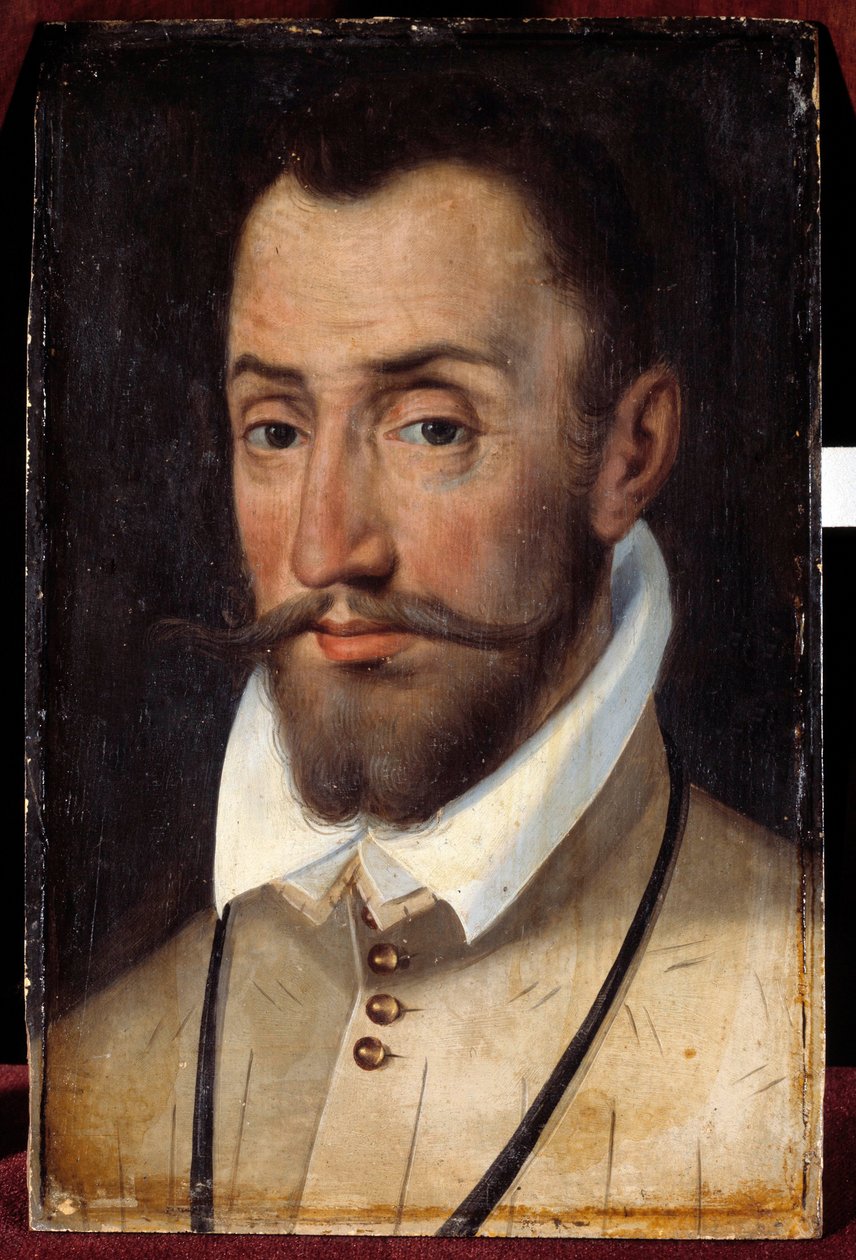 Porträtt av Francois de Coligny, herre av Andelot, generalöverste för infanteriet (1521-1569) Målning av den franska skolan av French School