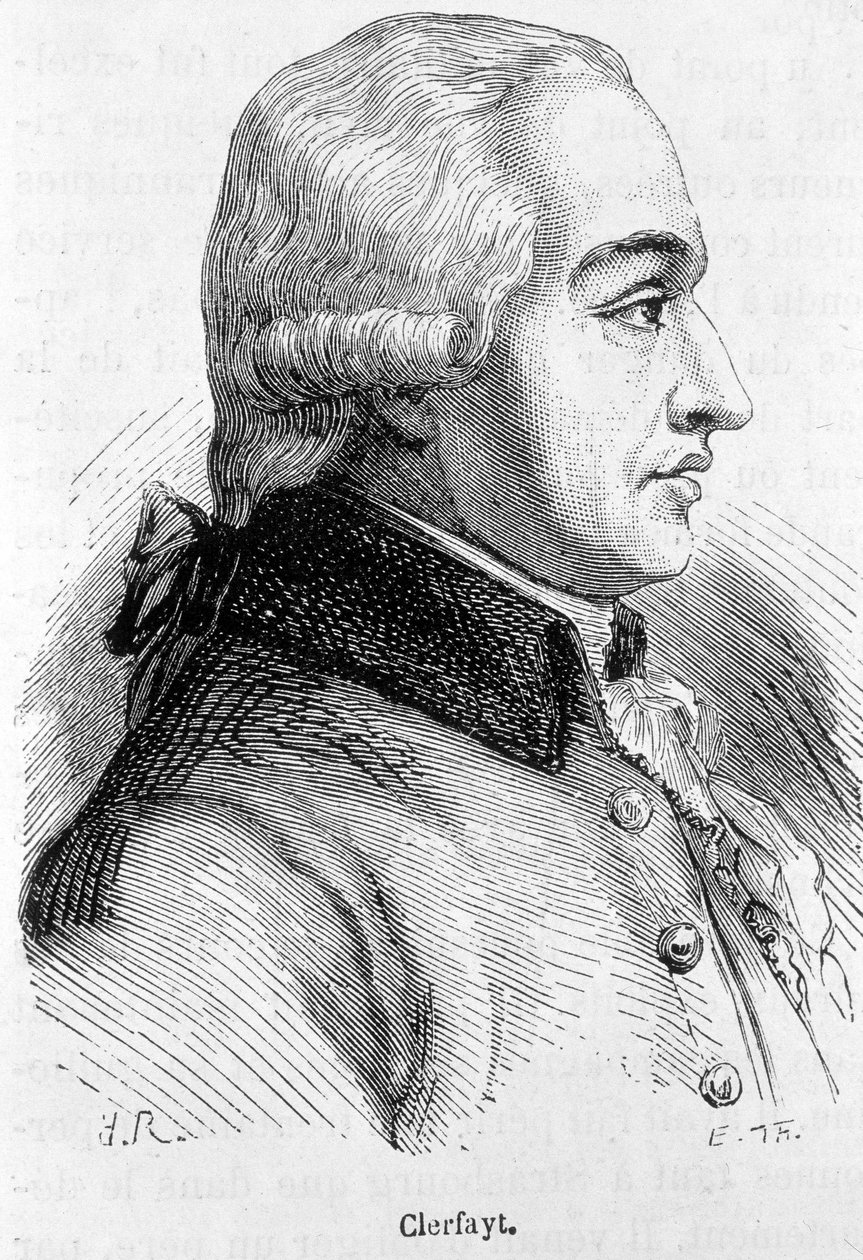 Porträtt av Francois de Croix Comte de Clerfayt (eller Clairfayt), österrikisk fältmarskalk (1733-1798) - i "" L