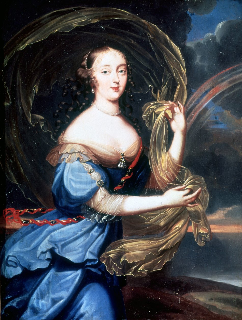 Porträtt av Francoise Athenais (Francoise-Athenais) av Rochechouart Mortemart, Marquise de Montespan (eller Madame de Montespan) (1640-1707). av French School