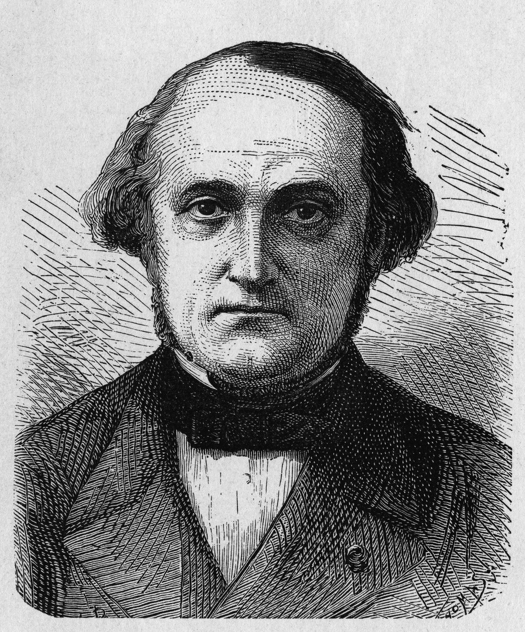 Porträtt av François-Clément Sauvage (1812 - 1872), fransk ingenjör och administratör - i "Album de la Science; berömda vetenskapsmän; Stora upptäckter””” 1896. av French School