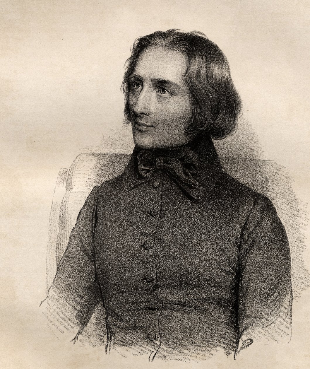 Porträtt av Franz Liszt (1811-86) ungersk pianovirtuos och kompositör av French School