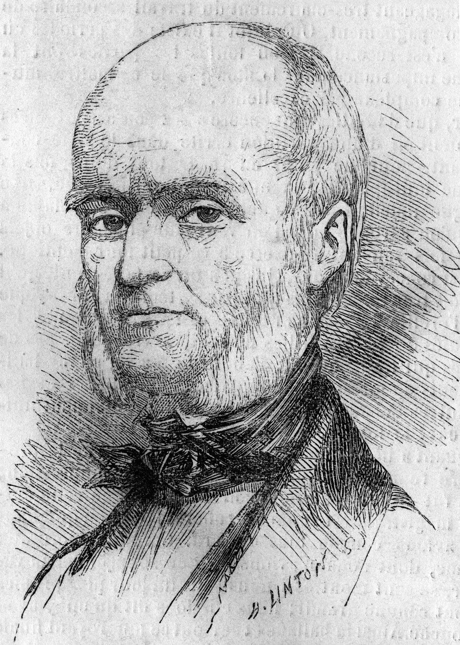 Porträtt av Frederic Millet (1796-1859), fransk miniatyrist. Gravyr i "" Le Monde Illustré"" nr 133 den 29 oktober av French School