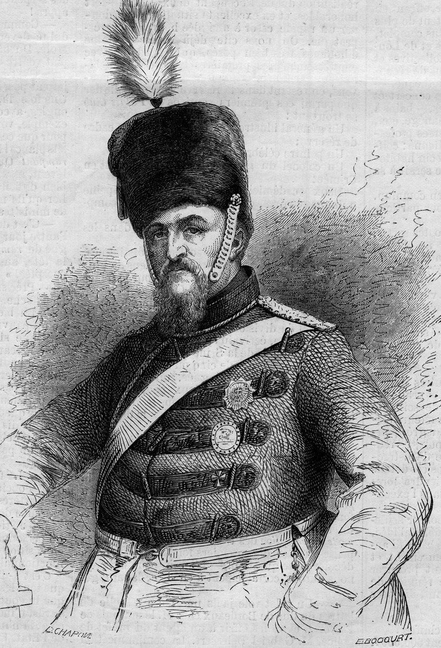 Porträtt av Fredrik VII (1808-1863), kung av Danmark. Gravyr i "" Le Monde Illustré"" nr 346 av 28 november 1863. av French School