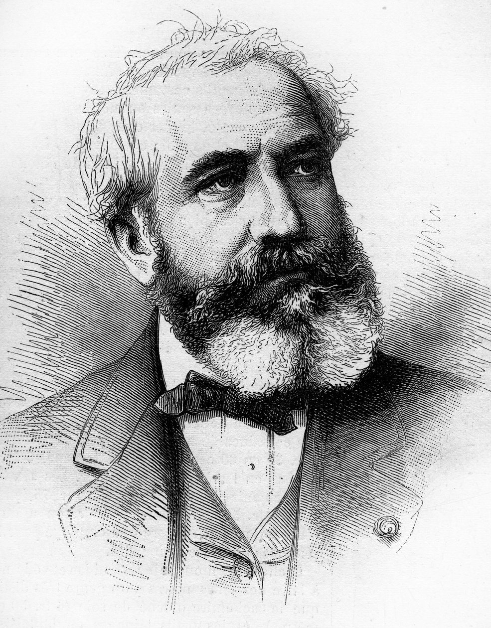 Porträtt av Gabriel Jean Antoine Davioud (1824-1881), fransk arkitekt. Gravyr i "" Le Monde Illustré"" nr 1255 av 16 april 1881. av French School