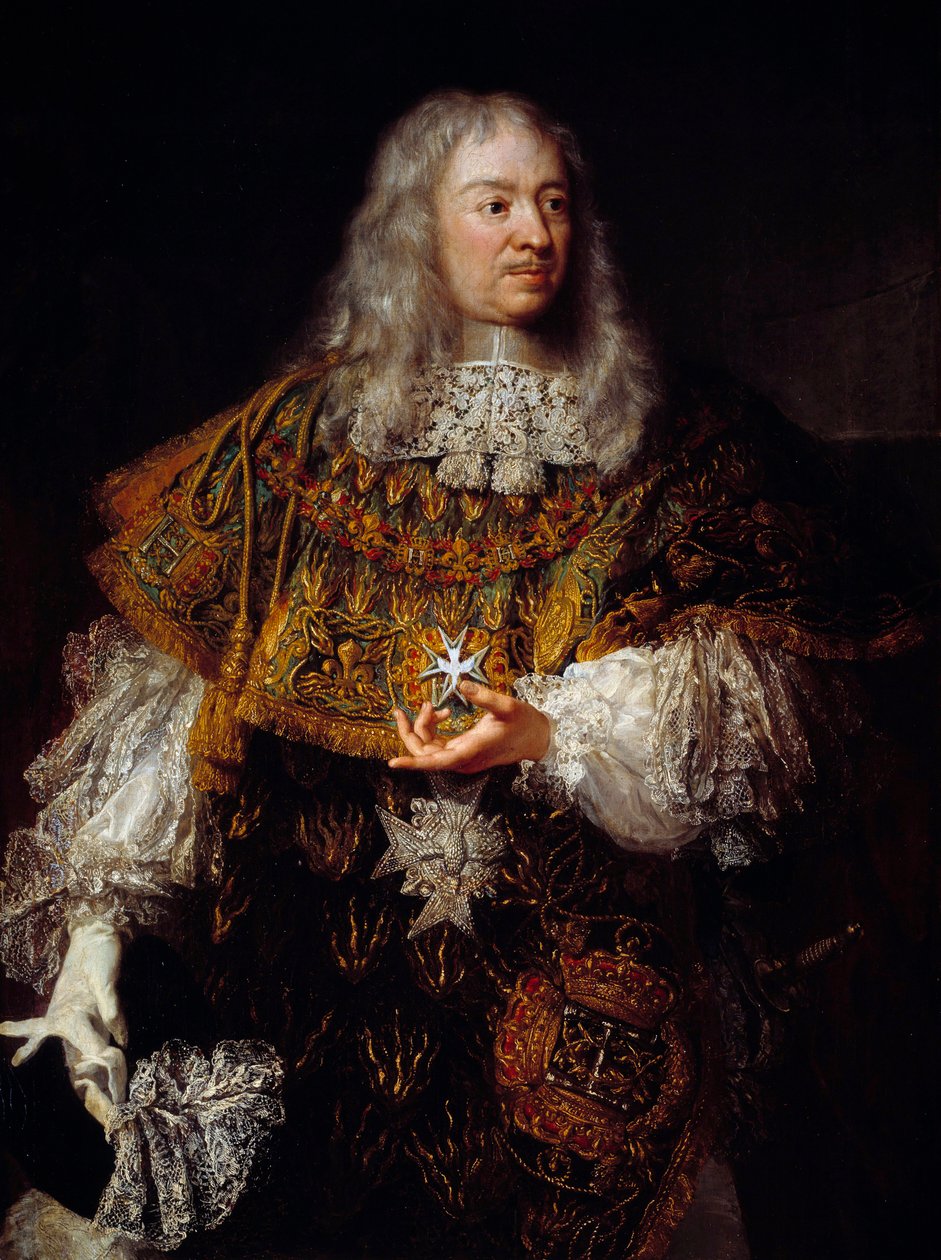 Porträtt av Gabriel de Rochechouart (1600-1677) i stor kostym som riddare av den Helige Andes Orden av French School