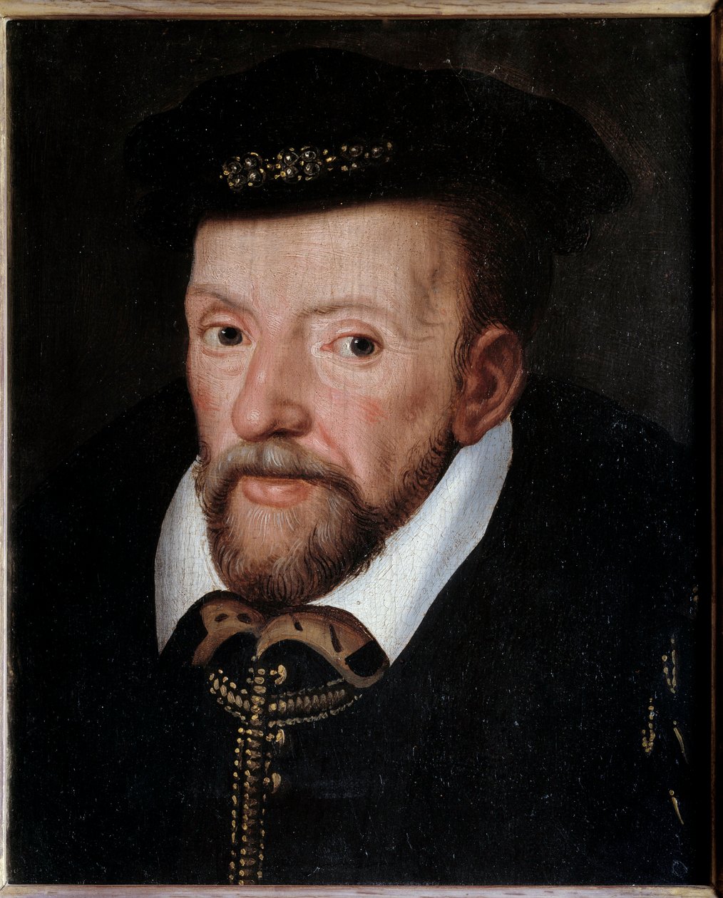 Porträtt av Gaspard de Coligny (1519-1572) amiral av Frankrike Målning av den franska skolan. 1500-talet sön. 0,24x0,19 m av French School