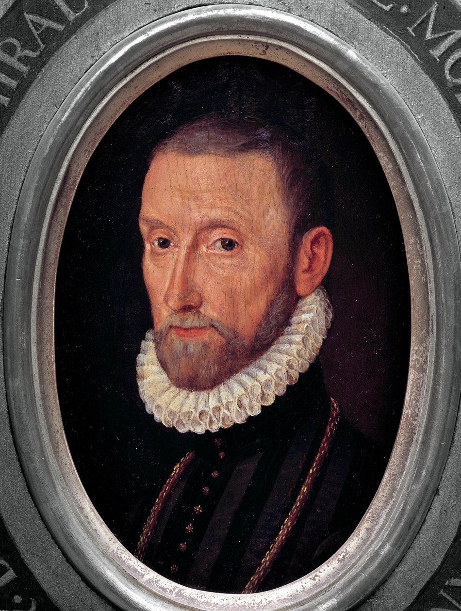 Porträtt av Gaspard de Coligny, amiral av Frankrike (1519-1572) Målning av den franska skolan av French School