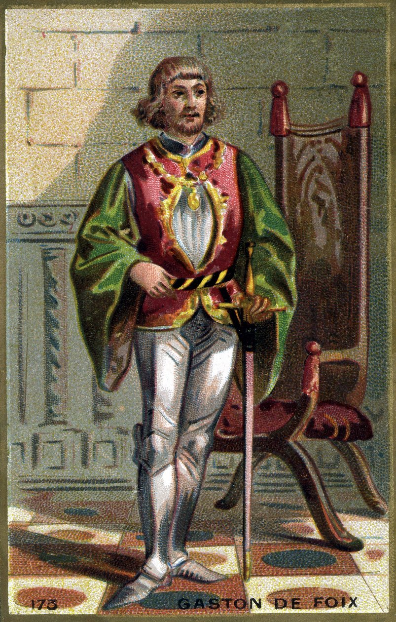 Porträtt av Gaston de Foix (1489-1512). Kromolitografi från slutet av 1800-talet. av French School