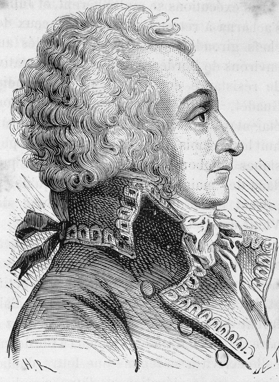Porträtt av general Alexandre Viscount de Beauharnais (1760-1794), anklagas för att ha försvarat Mainz dåligt 1793, han var giljotin - i "L