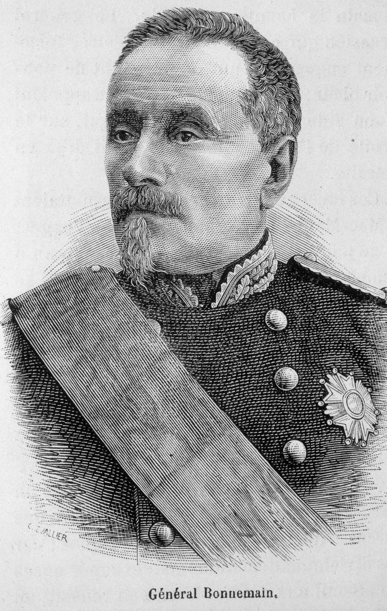 Porträtt av general Bonnemain - i "" Frankrikes historia"" av Henri Martin av French School
