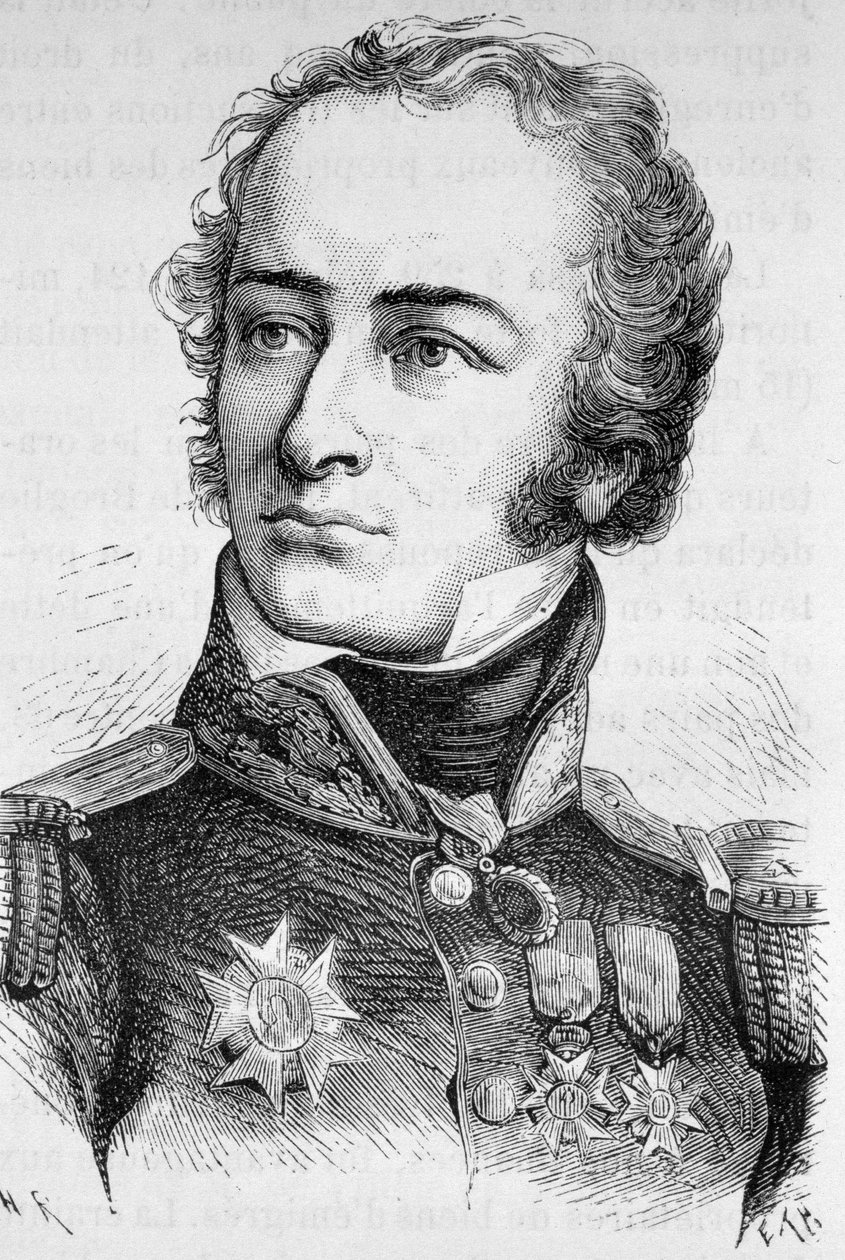 Porträtt av general Fey - i "" The History of France"" av Henry Martin av French School