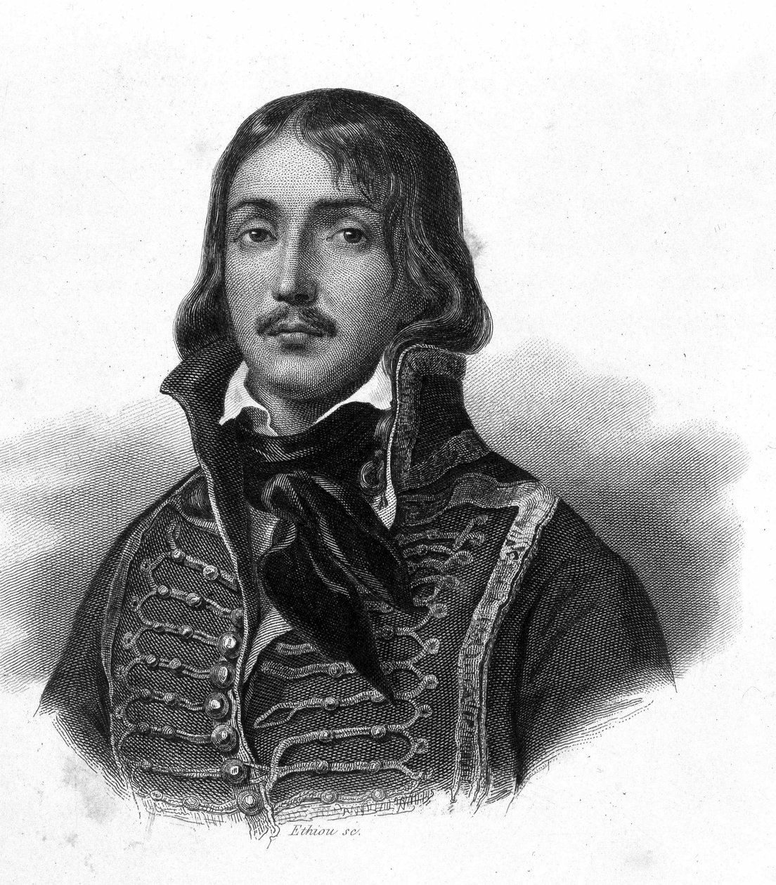 Porträtt av general Francois Severin Marceau Desgraviers, dit Francois (1769 - 1796) - i "Franska revolutionen" av Thiers. 1800-talet av French School