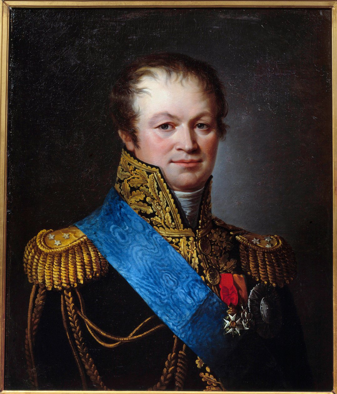 Porträtt av general Henri François Marie Charpentier (1769-1831) med de tre kejsarna Painting de l