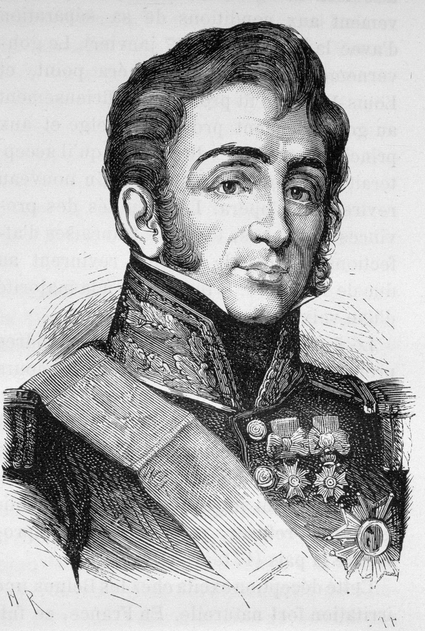 Porträtt av general Lamarque (1770 - 1832) - i "" Frankrikes historia"" av Henri Martin av French School