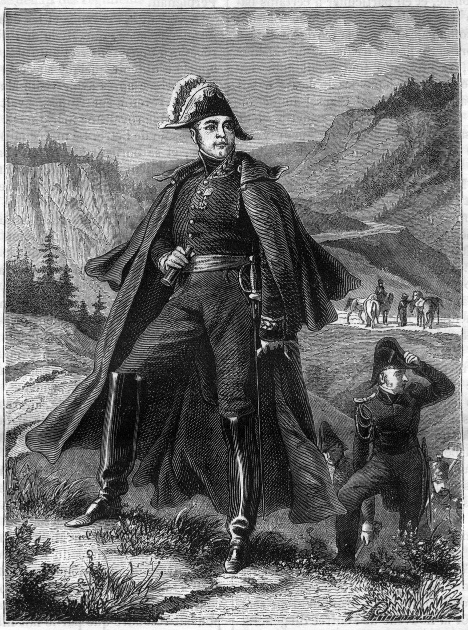 Porträtt av general Lecourbe - Claude Joseph Comte Lecourbe, fransk general (1758 -1815) - i "Imperiets historia efter konsulatets historia" av Adolphe Thiers - 1879 - privat samling av French School