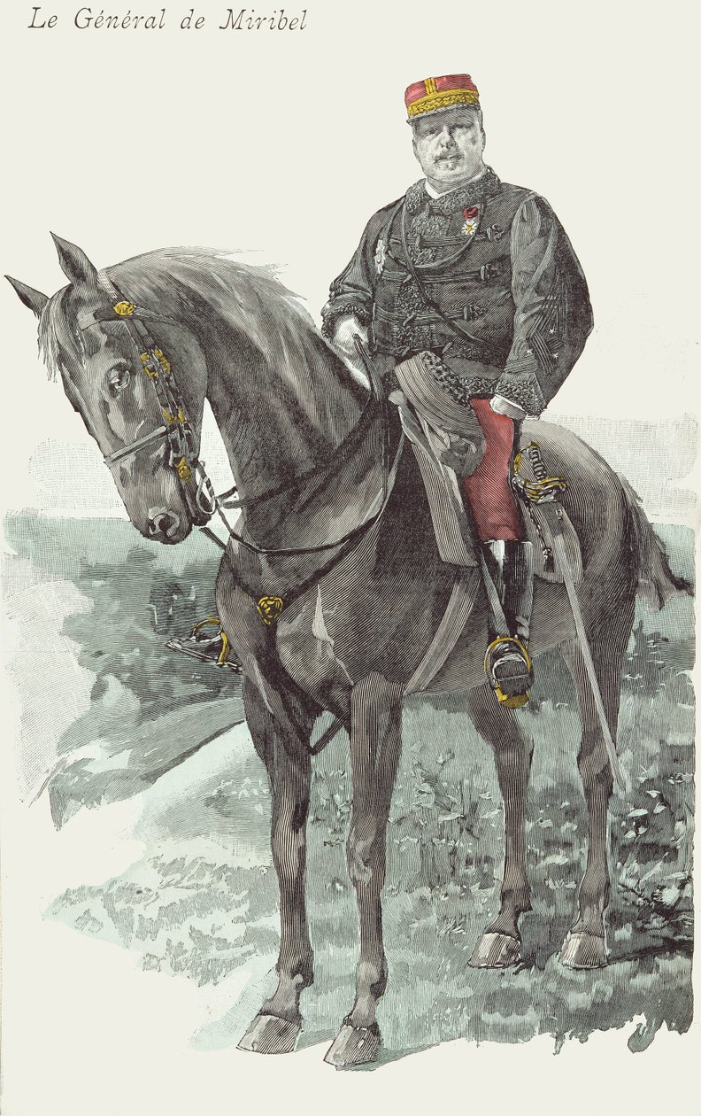 Porträtt av General de Miribel (1831-93) (gravyr) av French School