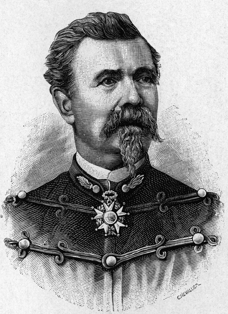 Porträtt av General de Reffye - i "" Vetenskapens album; berömda vetenskapsmän; Stora upptäckter””” 1896. av French School