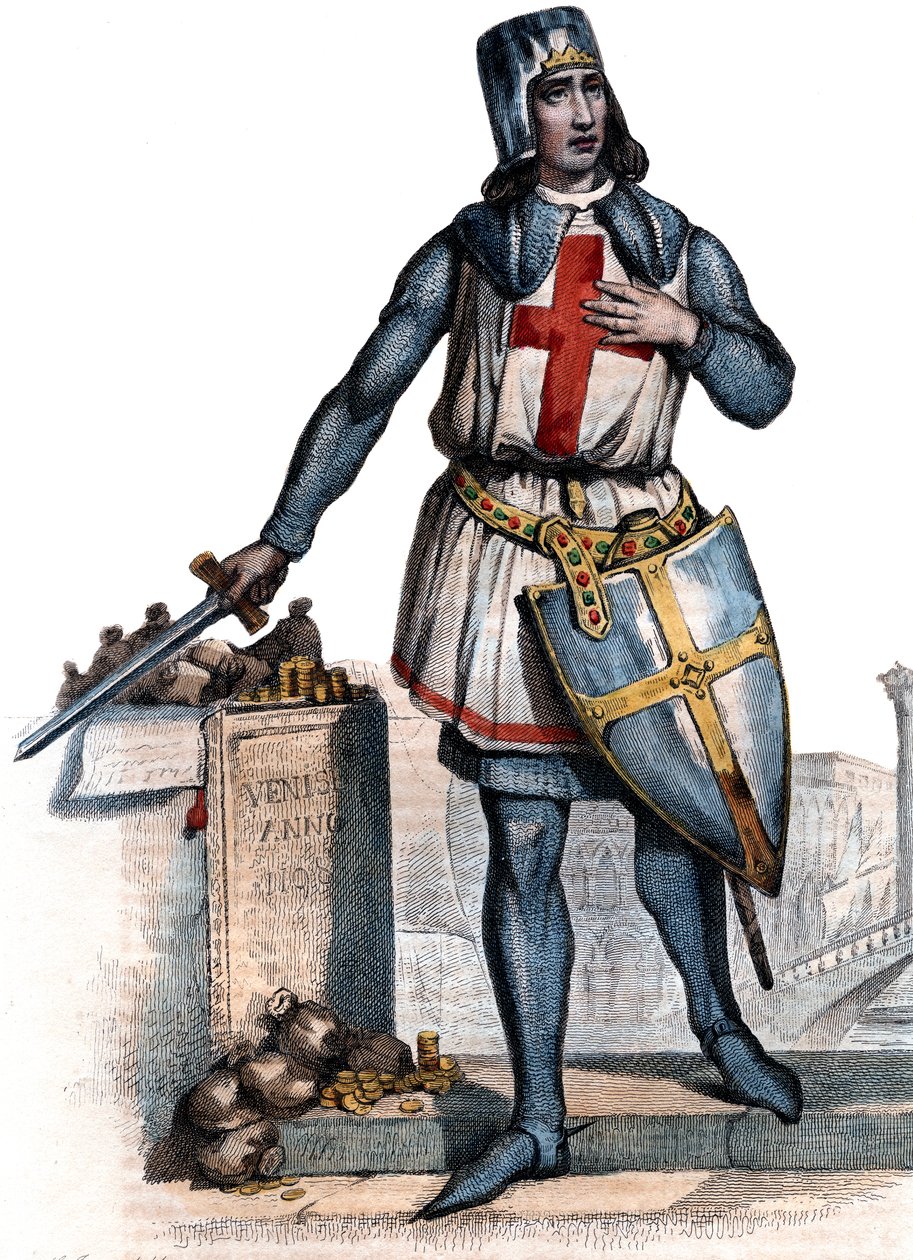 Porträtt av Geoffrey av Villehardouin (1150-1228), fransk historiker och riddare. av French School