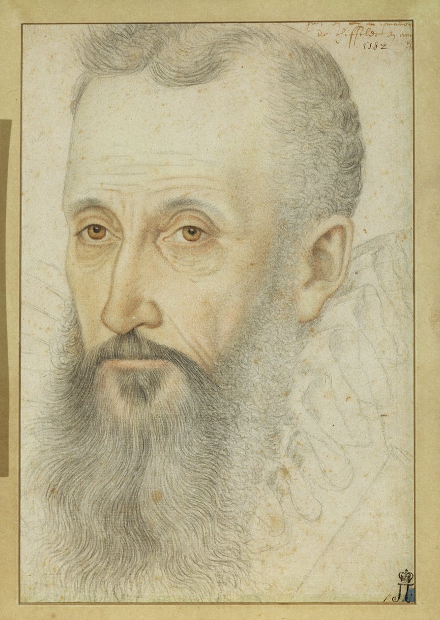 Porträtt av George Talbot, 6:e earl av Shrewsbury (1528-90) (krita på papper) av French School