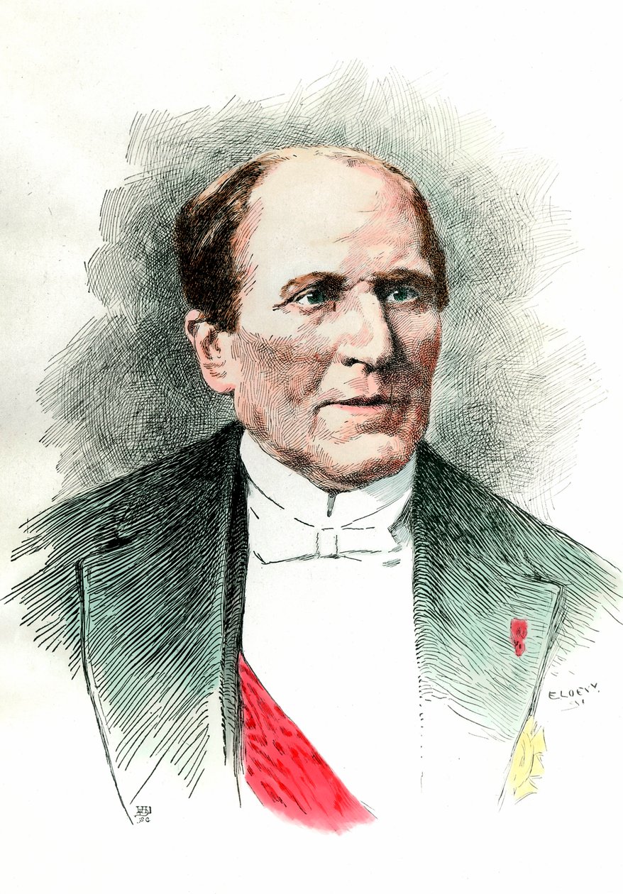 Porträtt av Georges Eugene Haussmann kallad Baron Haussmann (1809 - 1891) prefet av Seine under andra imperiet. Gravyr av 1800-talet. Privat samling. av French School