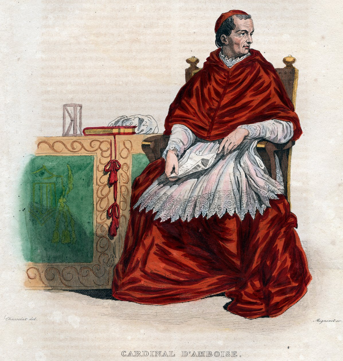 Porträtt av Georges dAmboise (1460-1510), fransk kardinal och statsminister. av French School