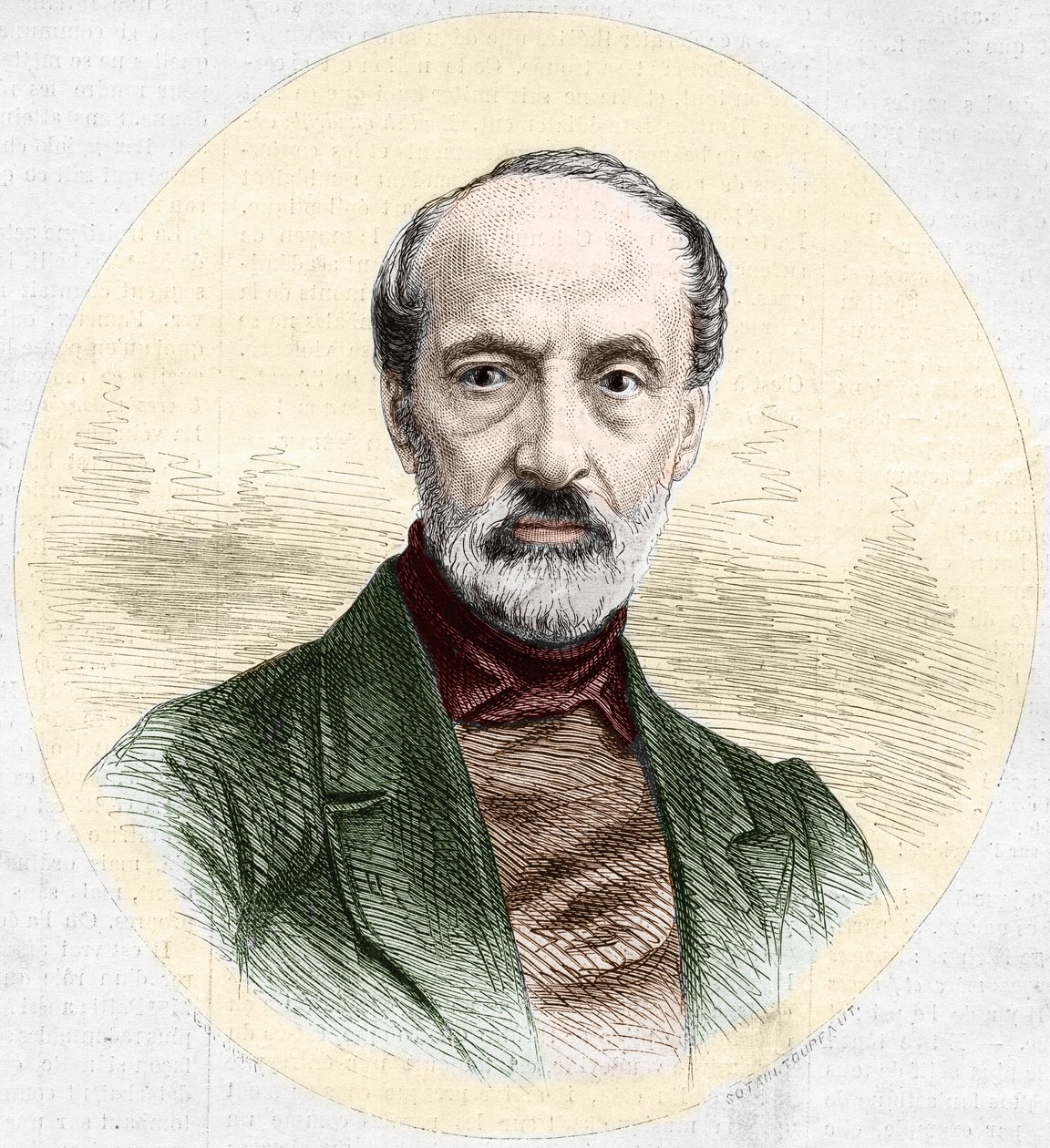 Porträtt av Giuseppe Mazzini (1805-1872), italiensk politiker och nationalist. Gravyr i "" Le Monde Illustré"" nr 779 av 16 mars 1872. av French School