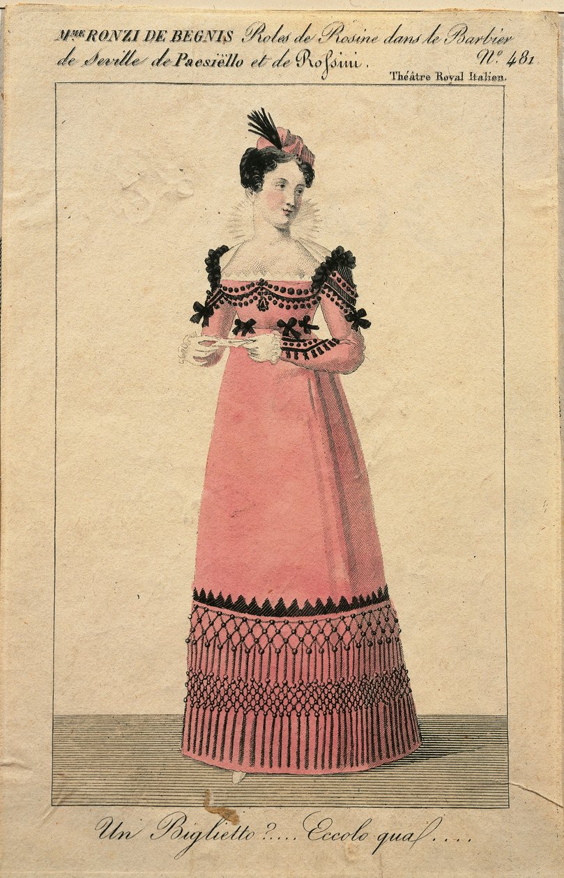 Porträtt av Giuseppina Ronzi de Begnis i rollen som Rosina i "Barberaren i Sevilla" av Gioachino Rossini; av French School