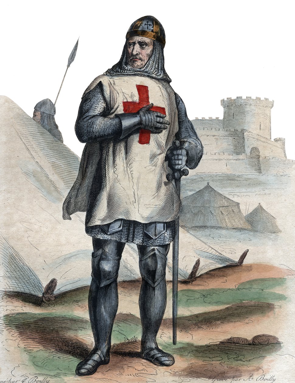 Porträtt av Godfrey av Bouillon (104061-1100), frankisk riddare, en av ledarna för det första korståget. av French School