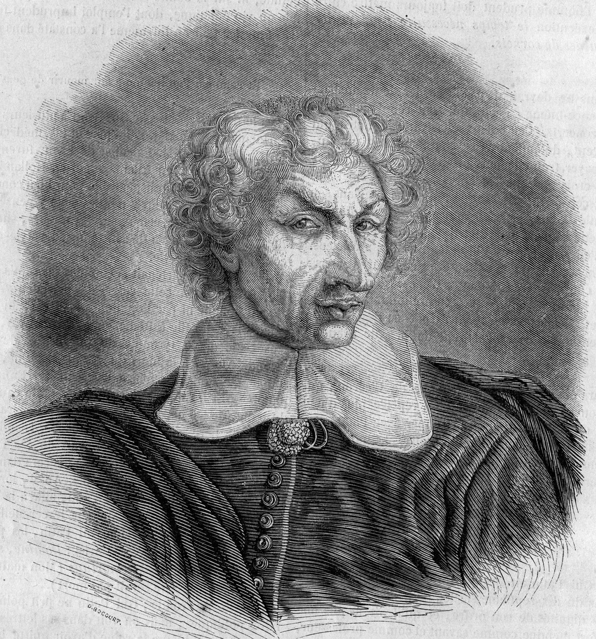 Porträtt av Gui (Guy) Patin (1601-1672), fransk läkare och författare. Gravyr av Bocour i "" Le Magasin pittoreska"" av French School