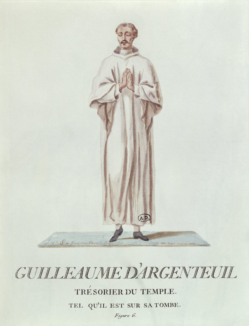 Porträtt av Guillaume dArgenteuil, tempelskattmästare, avbildat på hans grav, 1786 (wc på papper) av French School