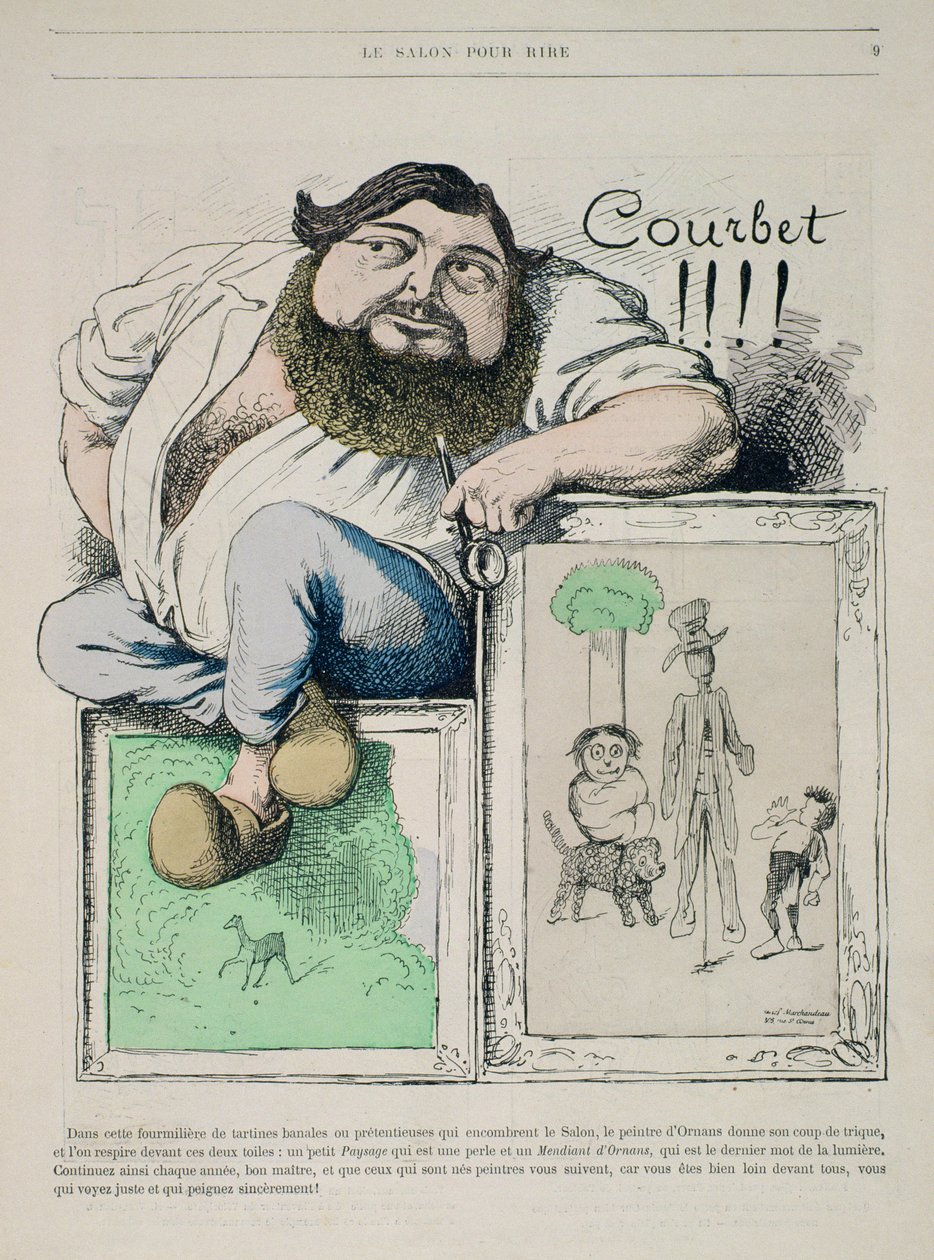 Porträtt av Gustave Courbet (1819-77) illustration från Gill Revue, pub. 1868 av Marchandeau av French School