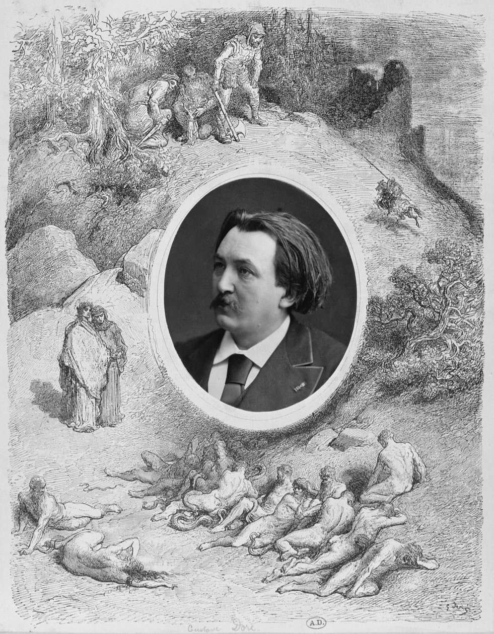 Porträtt av Gustave Dore (1832-83) av French School