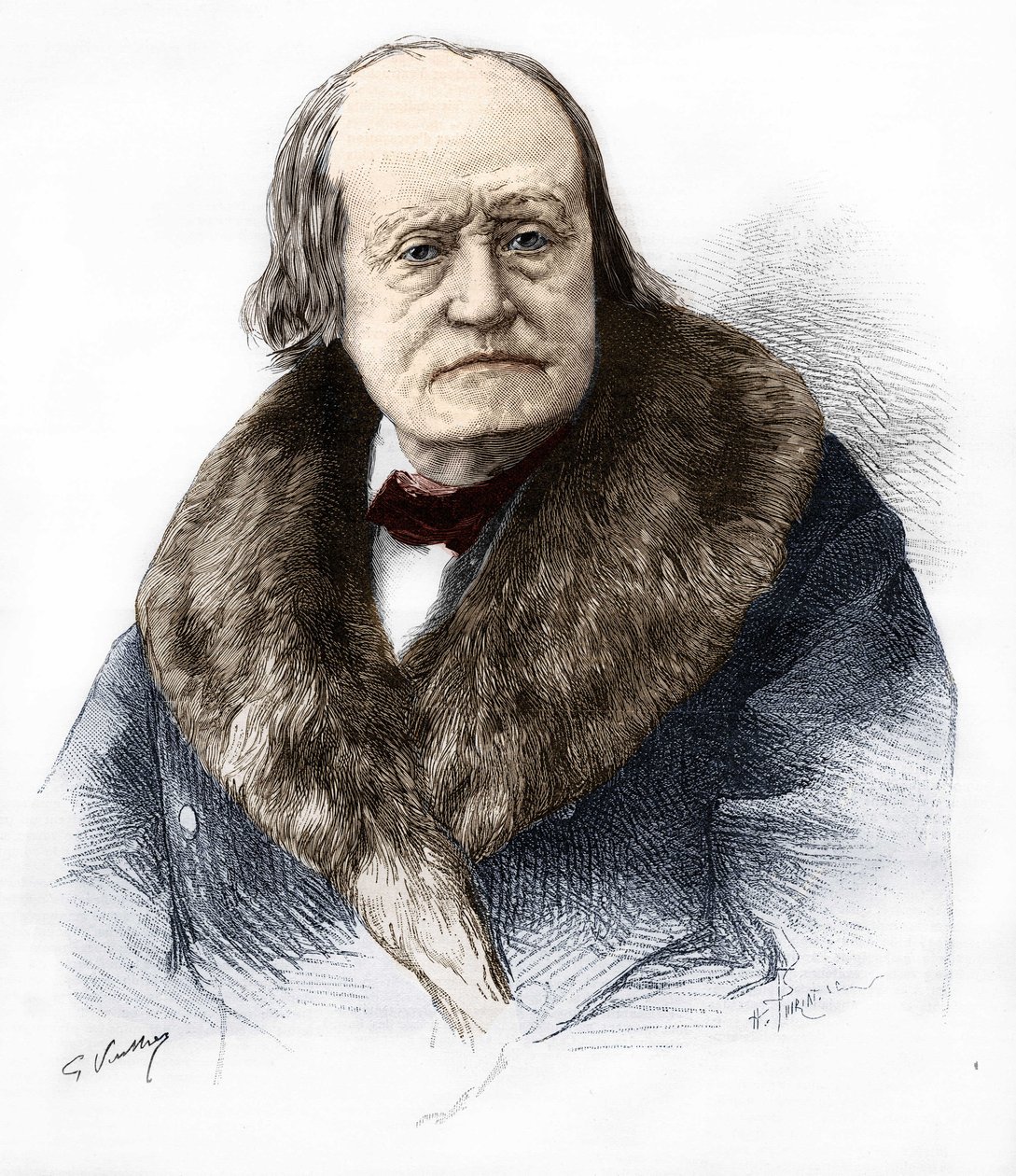 Porträtt av Henri (Henry) Milne Edwards (Milne-Edwards). Fransk naturforskare 1800-1885. Gravyr i "le monde illustrious"" från 1885. av French School