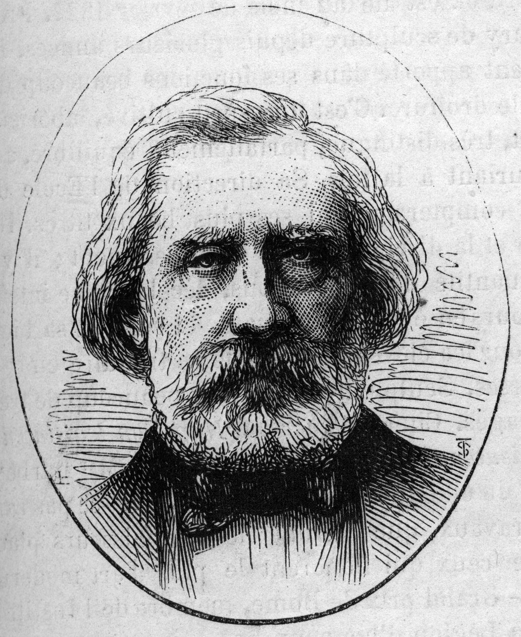 Porträtt av Henri Labrouste (1801-1875), fransk arkitekt. Gravyr i "" Le Monde Illustré"" nr 890 av 2 maj 1874. av French School