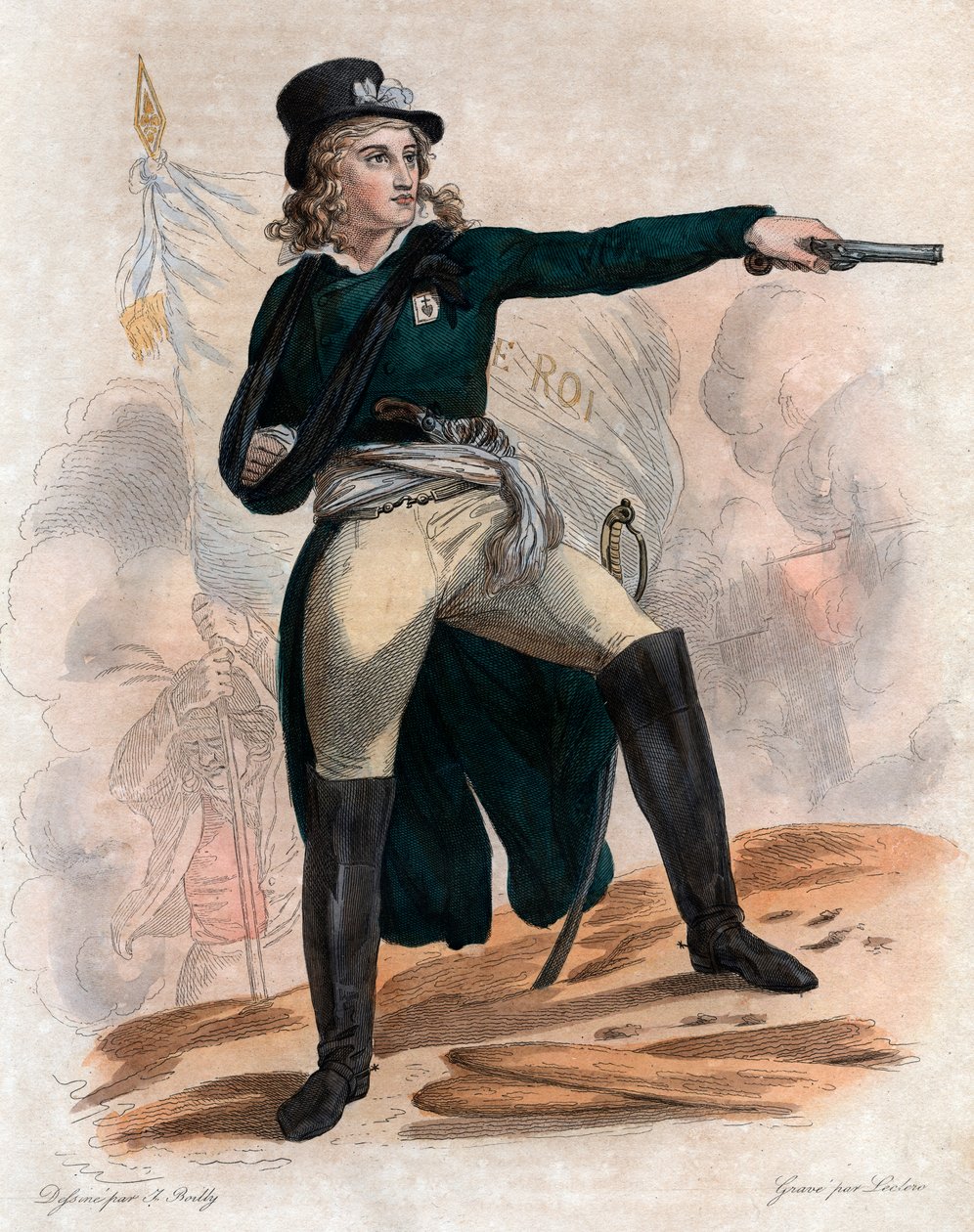Porträtt av Henri du Vergier (Verger), comte de La Rochejaquelein (1772-1794), general för det royalistiska vendeanska upproret (kriget i Vendeen) under franska revolutionen. av French School